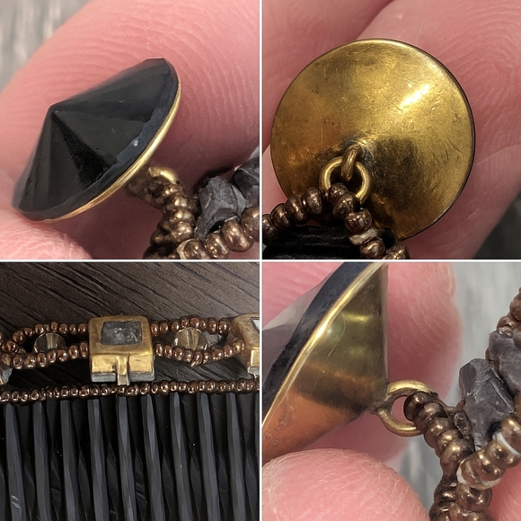 🖤Vintage1930s–50s Art Deco Revival Austrian Glass & Gilt Bead Bracelet - Picture 2 of 10